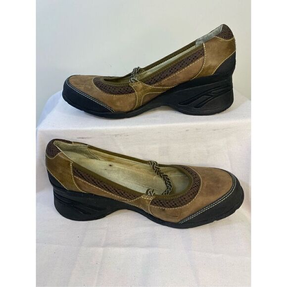 Ahnu Womens US 8.5 Olivia Wedge Brown Leather Heels Mary Janes Comfort Heel 3 in - Picture 3 of 7